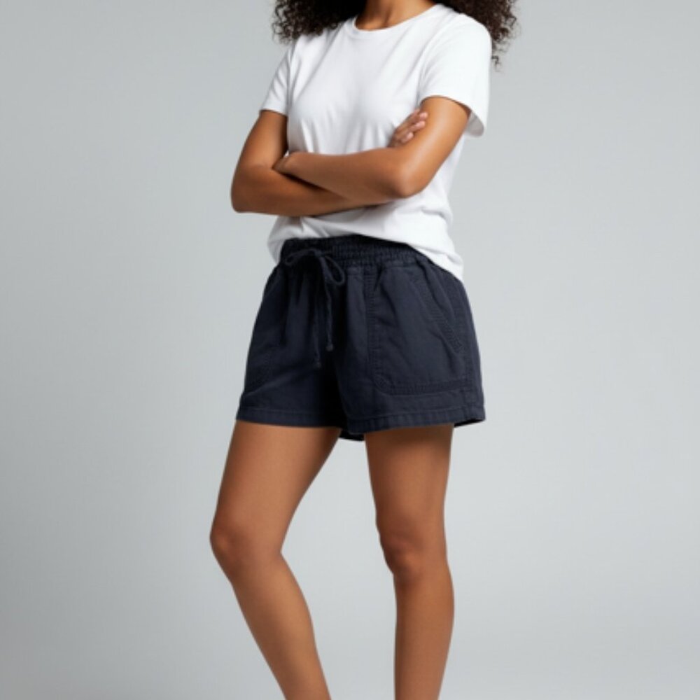 Women's SO Navy Blue Shorts-Size M-Elastic & Drawstring Waist-Side Pockets